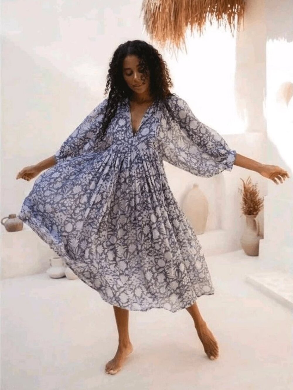 Daughters of India Kyra Midi Dress in Blue Iris Medium Medium